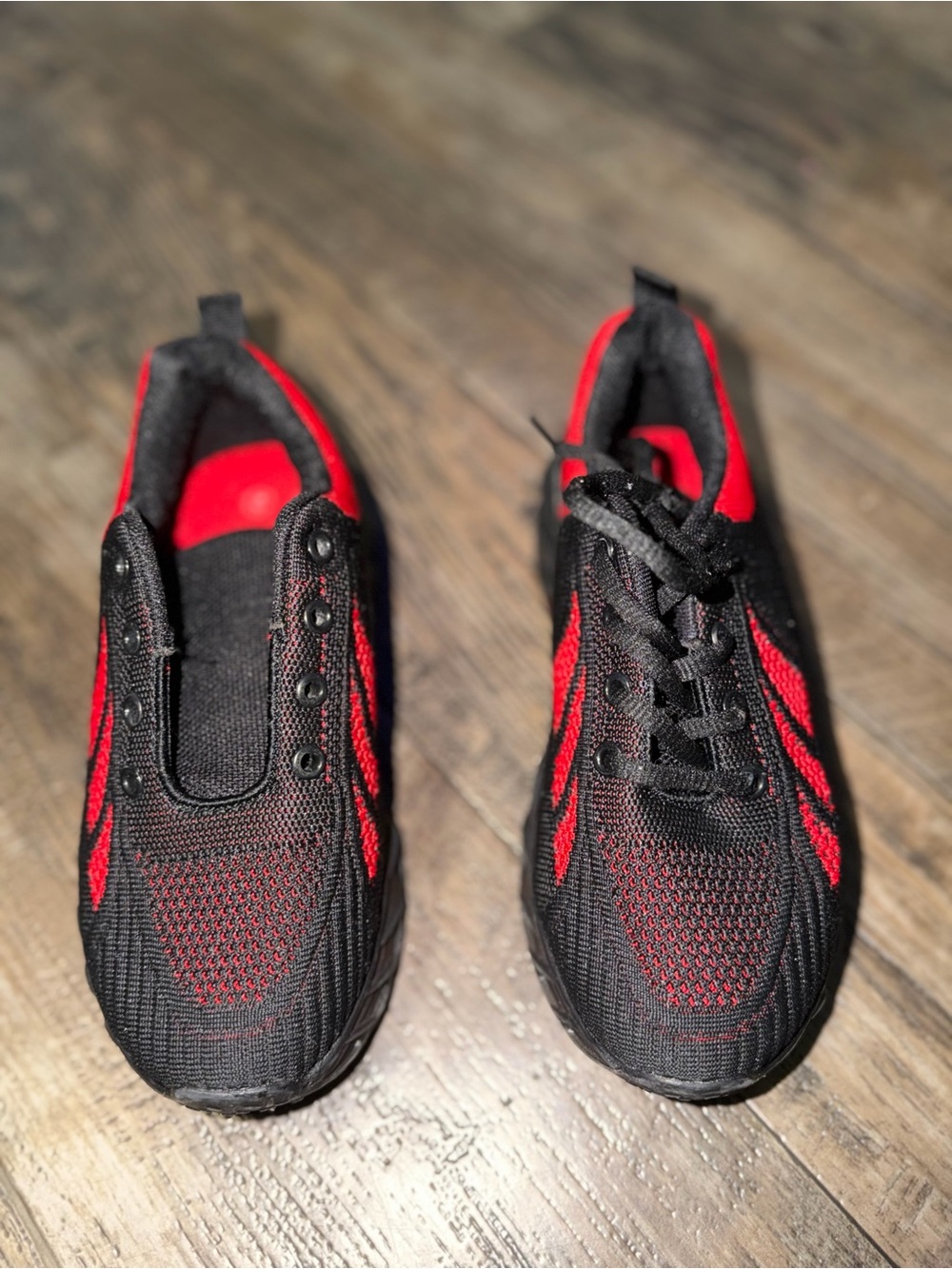 Boys Black and Red Athletic Sneakers - Comfortable Everyday Shoe